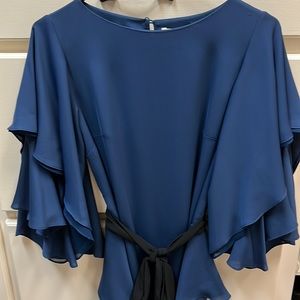 Halston Heritage Blue Chiffon Dress